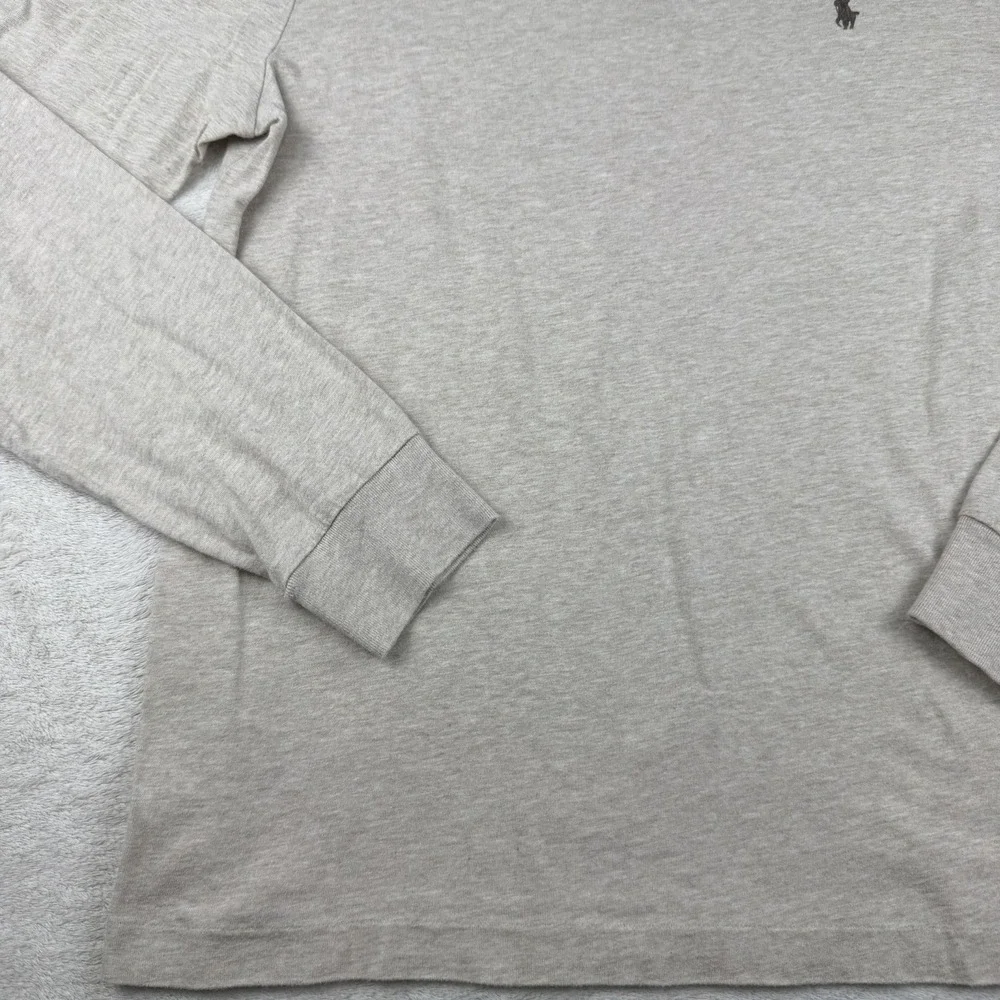 Polo Ralph Lauren Mens Long Sleeve T-Shirt‎ Oatmeal Beige Heather Cotton Pony M